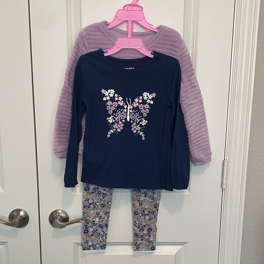 BCBGirls Navy and Lavender Butterfly Floral Set